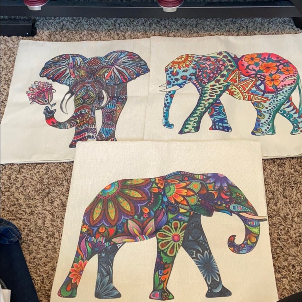 Set of 3 Elephant pillow covers